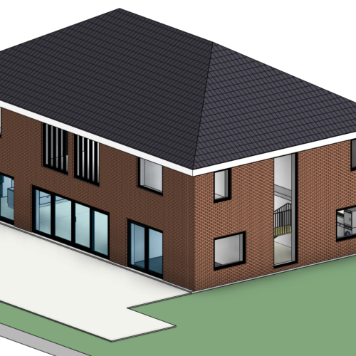 3D husmodell, bygglovsritning trädgårdsritning 5000x2500